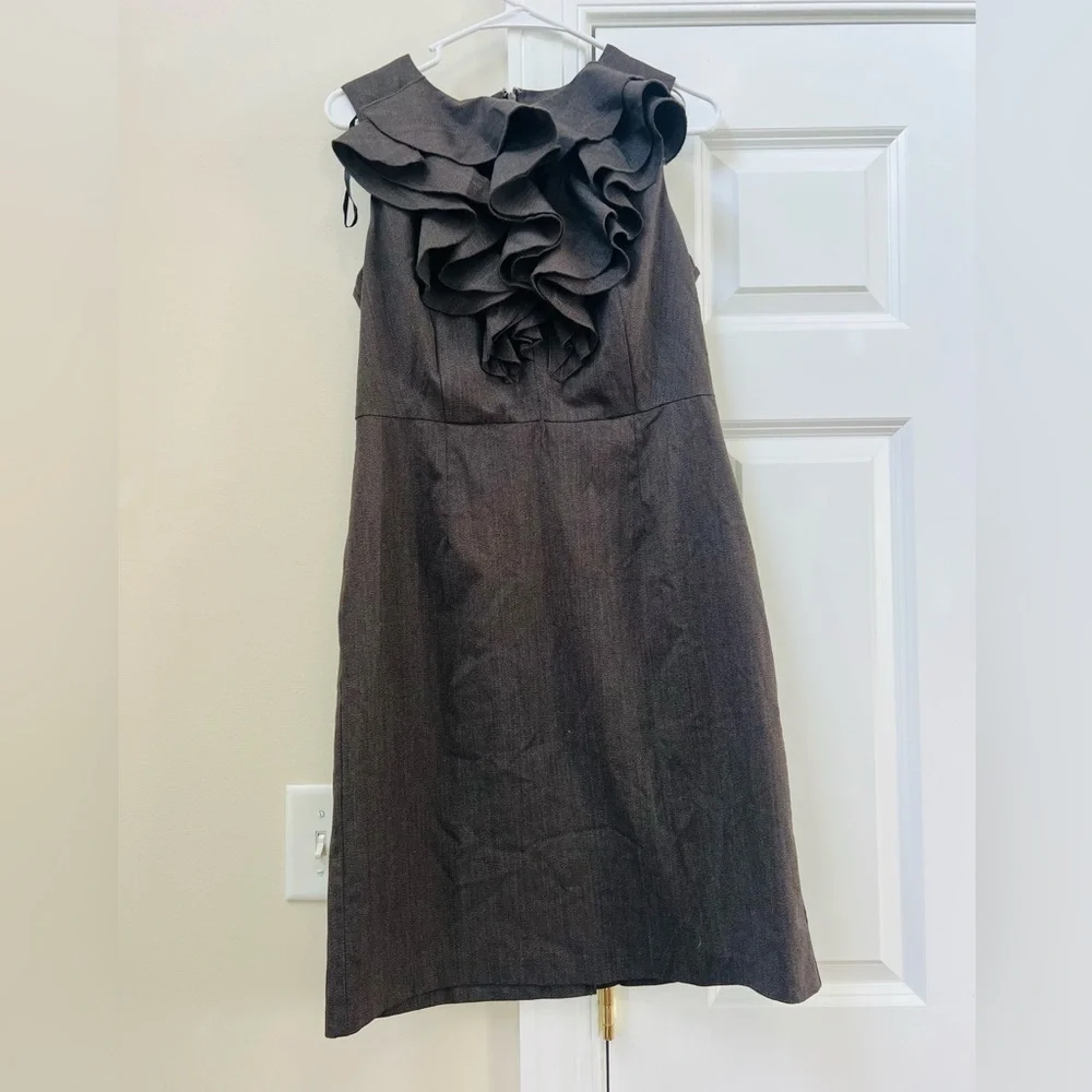 Chic Strapless Ruffle Dress in Rich Brown - Picture 1 of 7